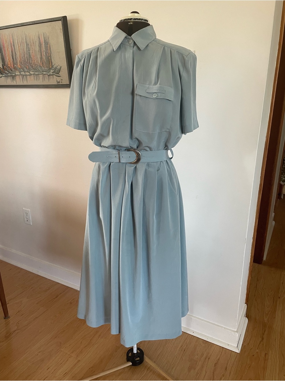 Vintage Joseph Ribkoff soft Muted Blue Dress